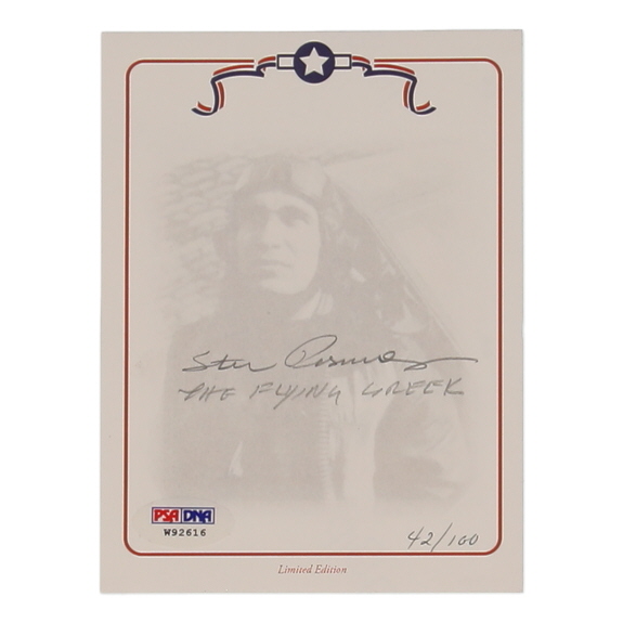 Steve Pisanos Signed LE "The Flying Greek" Bookplate Inscribed "The Flying Greek" (PSA) at PristineAuction.com Steve Pisanos Signed LE "The Flying Greek" Bookplate Inscribed "The Flying Greek" (PSA) at PristineAuction.com