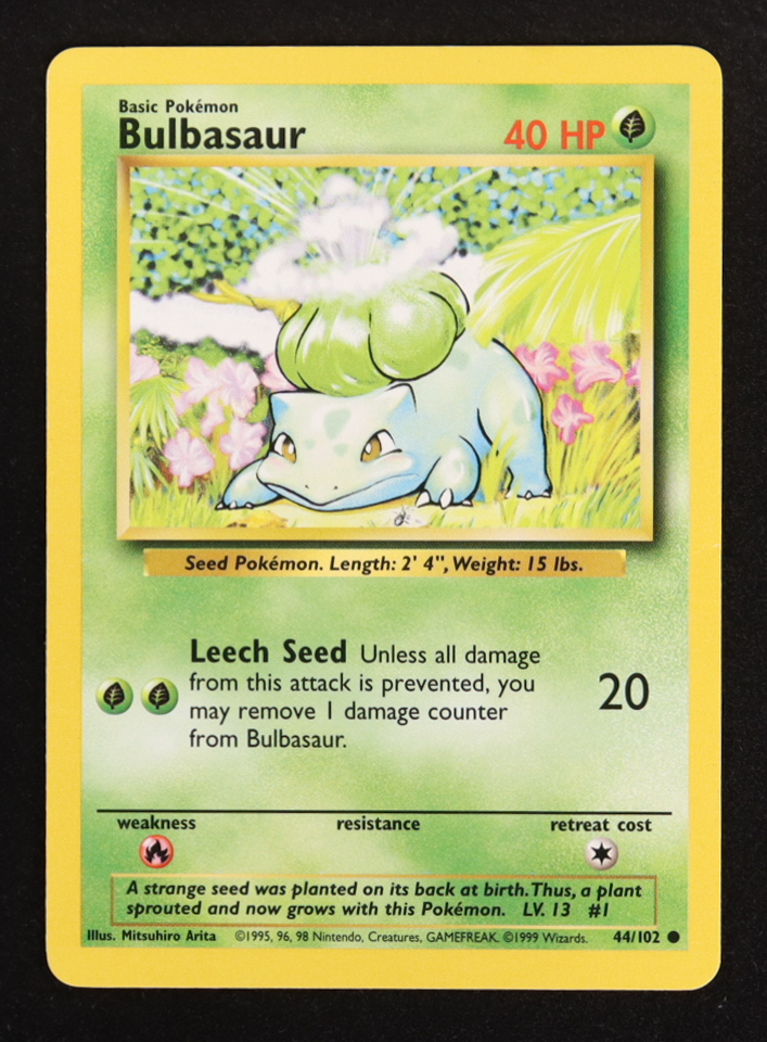 Bulbasaur 1999 Pokemon Base Unlimited #44 at PristineAuction.com Bulbasaur 1999 Pokemon Base Unlimited #44 at PristineAuction.com