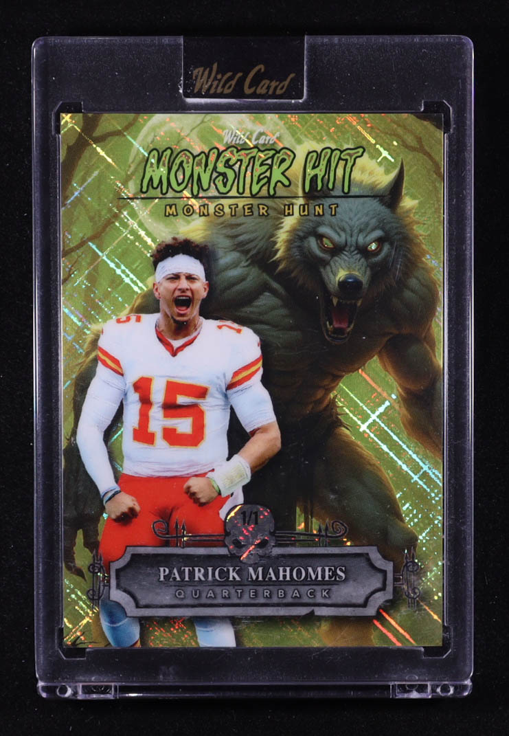 Patrick Mahomes II 2025 Wild Card Monster Hit Monster Hunt Werewolf Yellow Cross Hatch Foil #MHWWPM #1/1 at PristineAuction.com Patrick Mahomes II 2025 Wild Card Monster Hit Monster Hunt Werewolf Yellow Cross Hatch Foil #MHWWPM #1/1 at PristineAuction.com