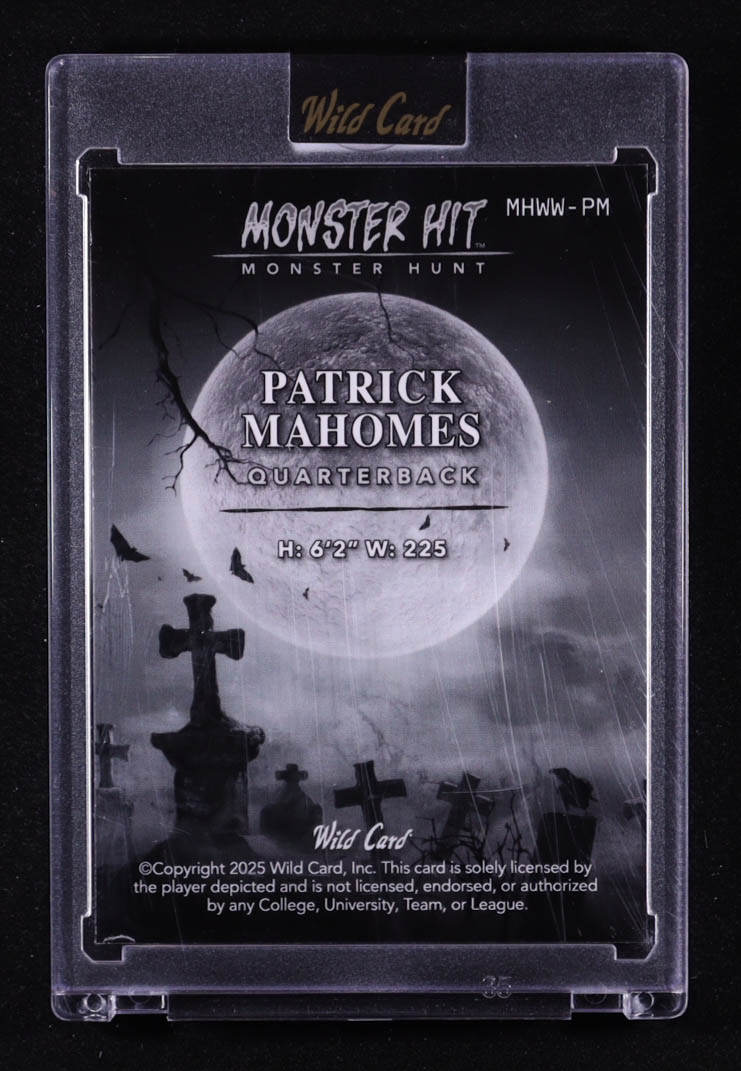 Patrick Mahomes II 2025 Wild Card Monster Hit Monster Hunt Werewolf Yellow Cross Hatch Foil #MHWWPM #1/1 at PristineAuction.com Patrick Mahomes II 2025 Wild Card Monster Hit Monster Hunt Werewolf Yellow Cross Hatch Foil #MHWWPM #1/1 at PristineAuction.com