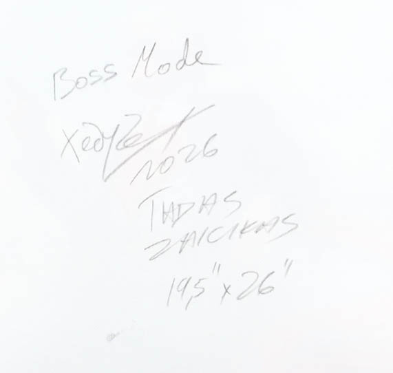 "Boss Mode" 2026 19x26 Original Painting on Canvas by Tadas Zaicikas | TedyZet (Zaicikas) at PristineAuction.com "Boss Mode" 2026 19x26 Original Painting on Canvas by Tadas Zaicikas | TedyZet (Zaicikas) at PristineAuction.com