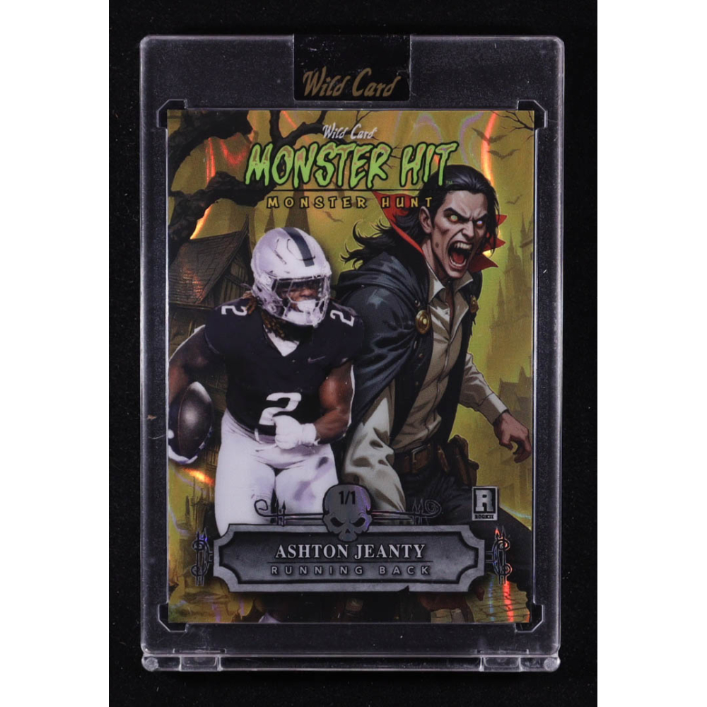 Ashton Jeanty 2025 Wild Card Monster Hit Monster Hunt Count Dracula Yellow Lava #MHCDAJ #1/1 RC at PristineAuction.com