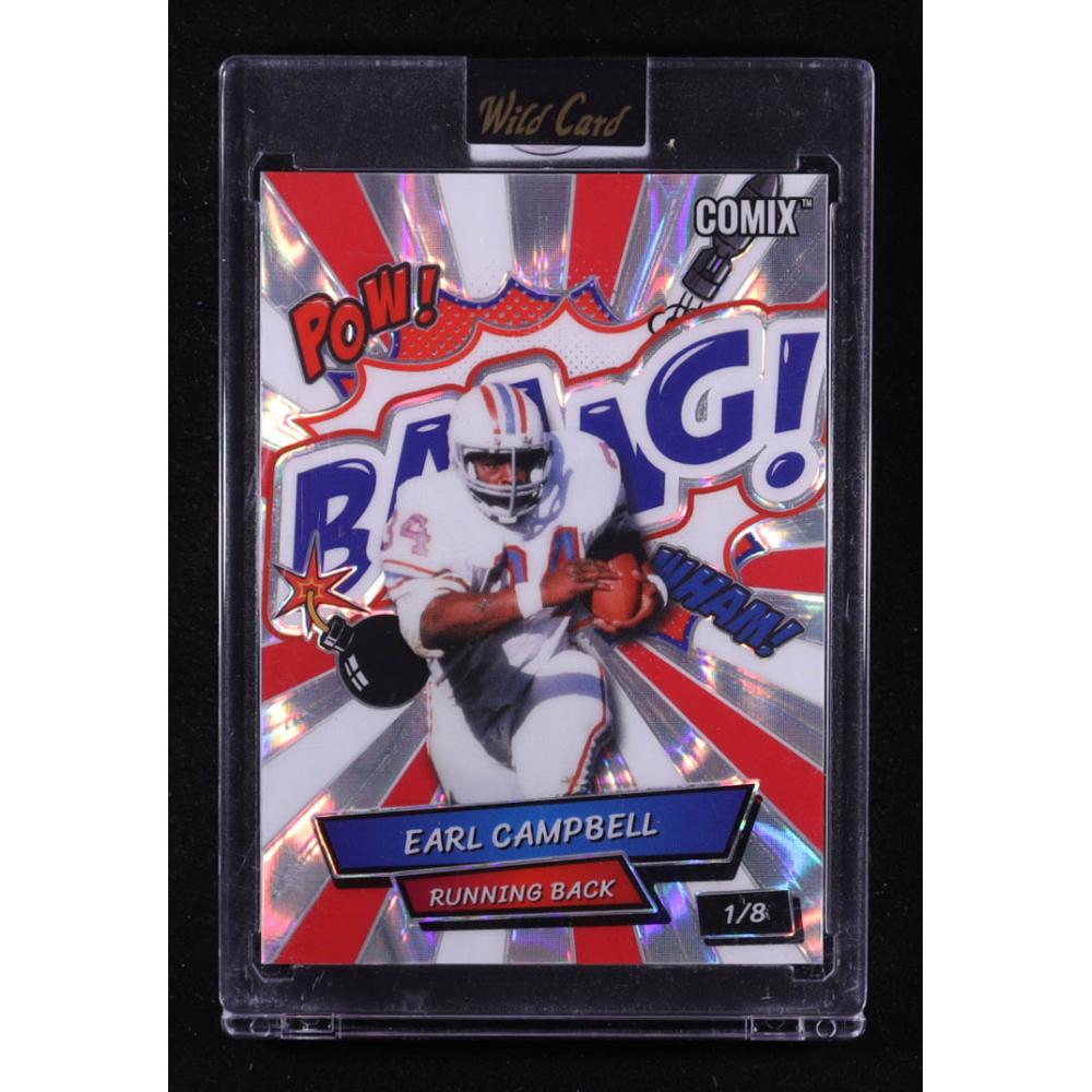 Earl Campbell 2025 Wild Card Comix BAANG! Silver White and Red Lava #ACBRB-EC #1/8 at PristineAuction.com
