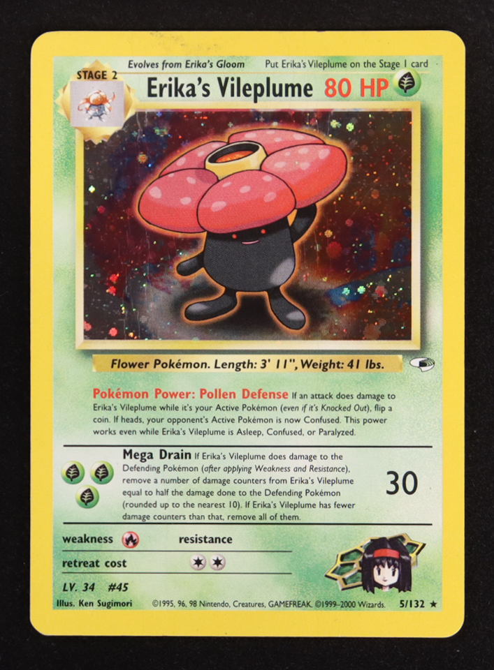 Erika's Vileplume 2000 Pokemon Gym Heroes Unlimited #5 Holo at PristineAuction.com Erika's Vileplume 2000 Pokemon Gym Heroes Unlimited #5 Holo at PristineAuction.com