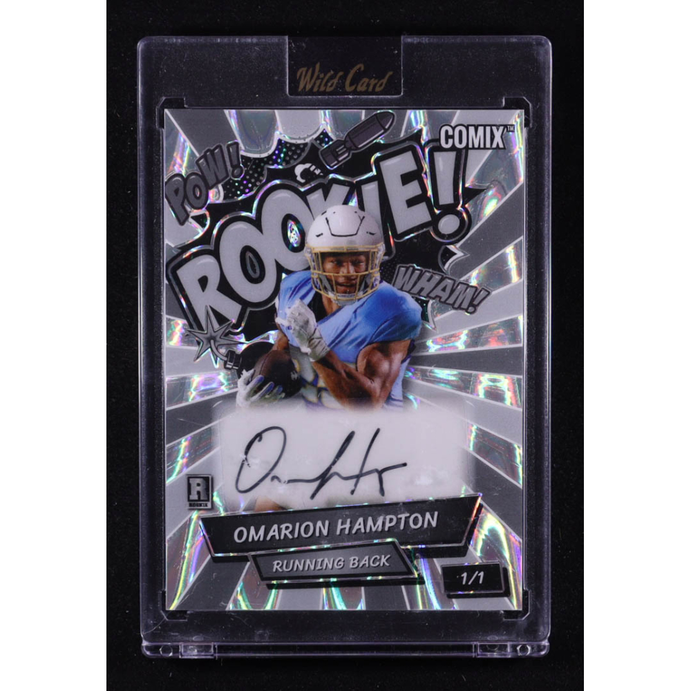 Omarion Hampton 2025 Wild Card Comix Autographs ROOKIE! Silver RayWave #ACRBK-OH-A #1/1 RC at PristineAuction.com
