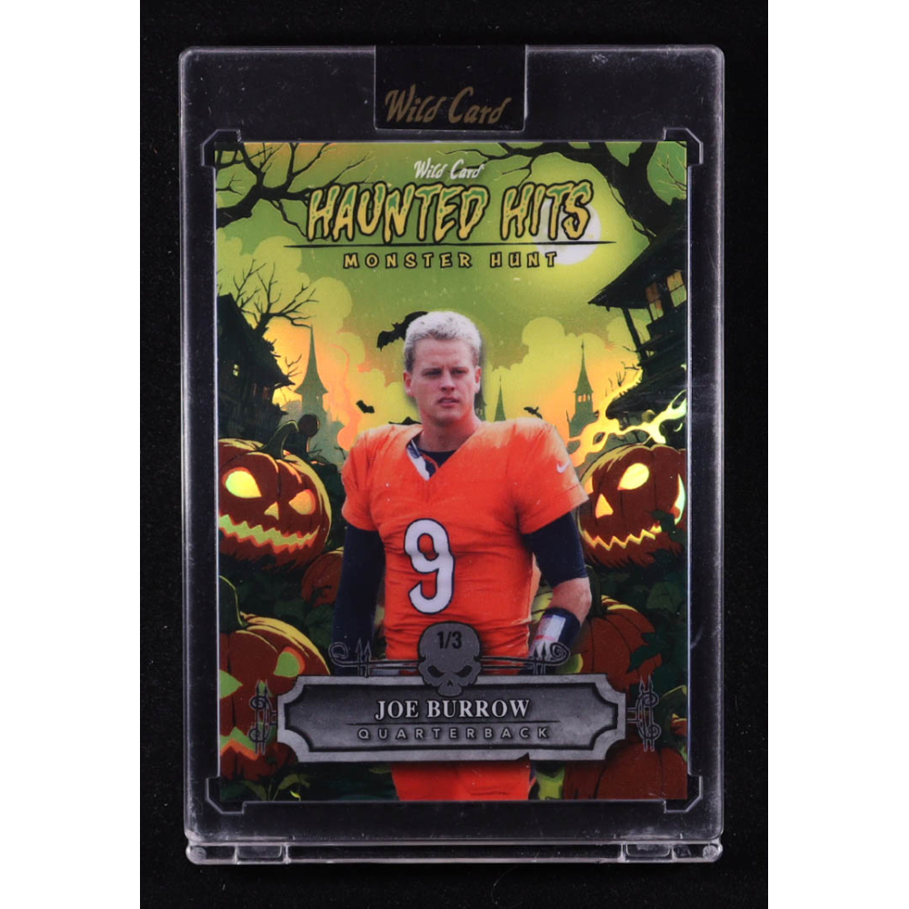 Joe Burrow 2025 Wild Card Haunted Hits Monster Hunt Pumpkin Patch Yellow Rainbow Foil #HHPJB #1/3 at PristineAuction.com