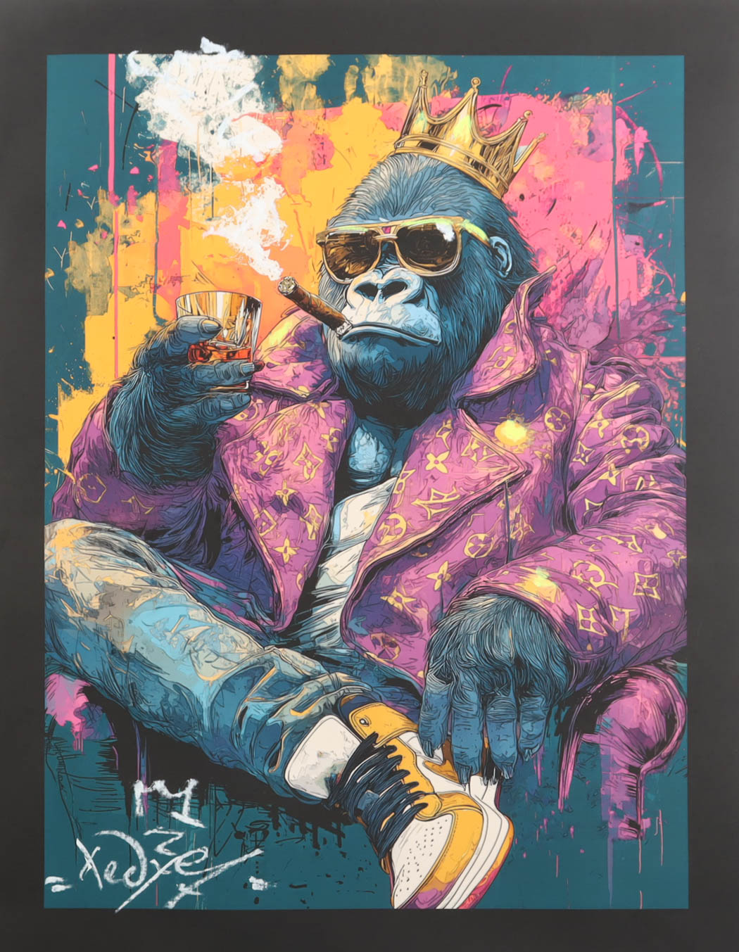 "Crowned and Unbothered #2" 2026 19x26 Original Painting on Canvas by Tadas Zaicikas | TedyZet (Zaicikas) at PristineAuction.com "Crowned and Unbothered #2" 2026 19x26 Original Painting on Canvas by Tadas Zaicikas | TedyZet (Zaicikas) at PristineAuction.com