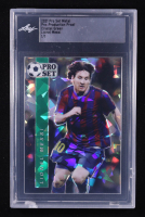 Lionel Messi 2021 Pro Set Metal Pre-Production Proof Crystal Green #NNO 1/1 (Leaf) at PristineAuction.com