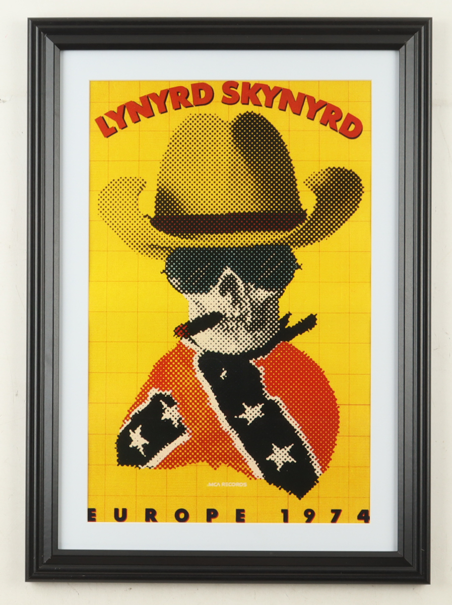 1974 "Lynyrd Skynyrd" Europe Tour Custom Framed Poster Display at PristineAuction.com 1974 "Lynyrd Skynyrd" Europe Tour Custom Framed Poster Display at PristineAuction.com