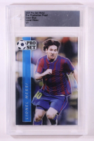 Lionel Messi 2021 Pro Set Metal Pre-Production Proof Clear Blue #NNO 1/1 (Leaf) at PristineAuction.com