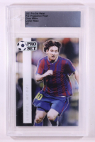 Lionel Messi 2021 Pro Set Metal Pre-Production Proof Clear White #NNO 1/1 (Leaf) at PristineAuction.com