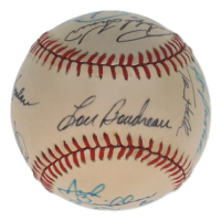 Hall of Famers & Greats | OAL Baseball Signed by (12) with Willie Mays, Ralph Kiner, Lou Boudreau (JSA) at PristineAuction.com