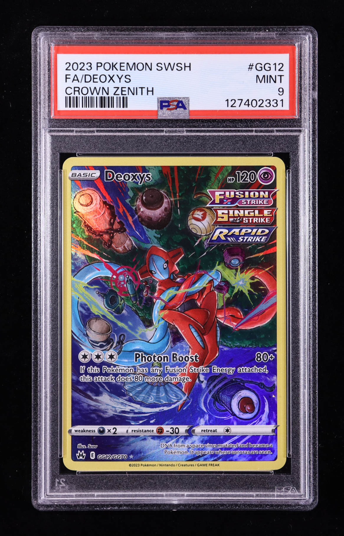 Deoxys 2023 Pokemon TCG Sword & Shield Crown Zenith #GG12 (PSA 9) at PristineAuction.com Deoxys 2023 Pokemon TCG Sword & Shield Crown Zenith #GG12 (PSA 9) at PristineAuction.com