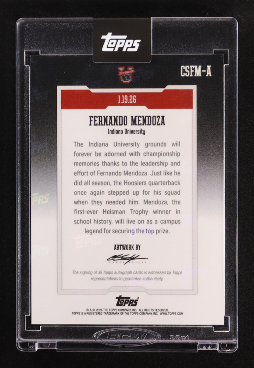Fernando Mendoza 2026 Bowman U Now Art Card Topps #CSFM-A RC at PristineAuction.com Fernando Mendoza 2026 Bowman U Now Art Card Topps #CSFM-A RC at PristineAuction.com