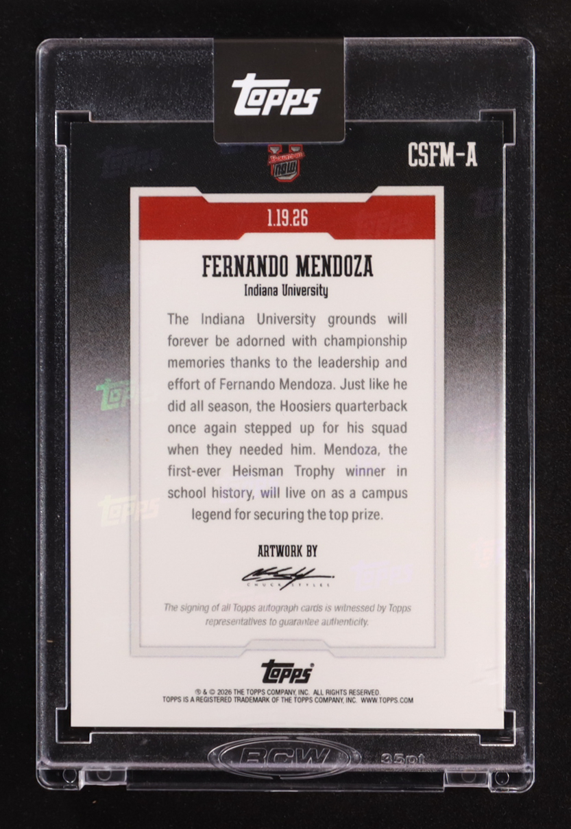 Fernando Mendoza 2026 Bowman U Now Art Card Topps #CSFM-A RC at PristineAuction.com Fernando Mendoza 2026 Bowman U Now Art Card Topps #CSFM-A RC at PristineAuction.com