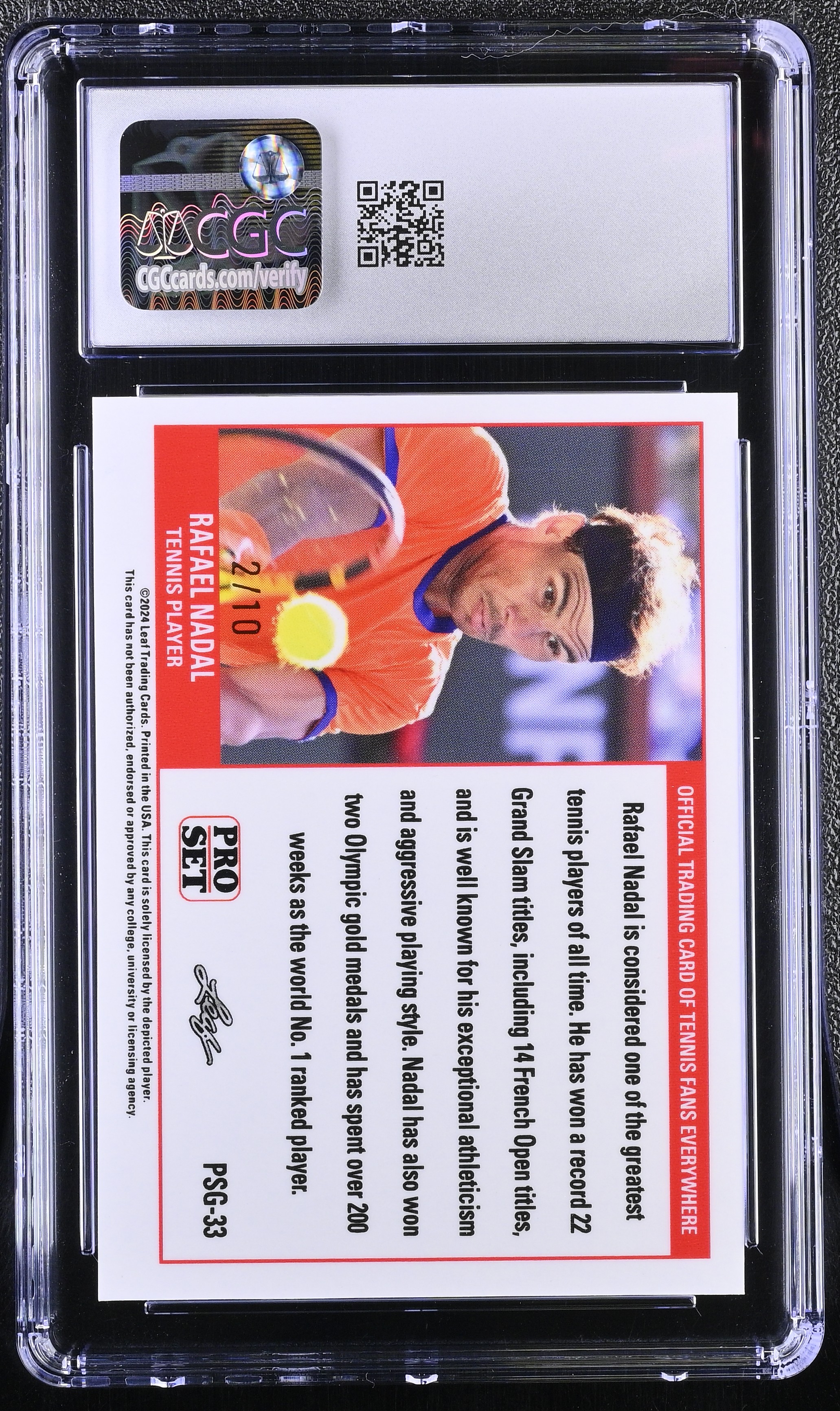 Rafael Nadal 2023 Leaf Web Exclusives Pro Set Green #PSG33 #2/10 (CGC 10) at PristineAuction.com Rafael Nadal 2023 Leaf Web Exclusives Pro Set Green #PSG33 #2/10 (CGC 10) at PristineAuction.com