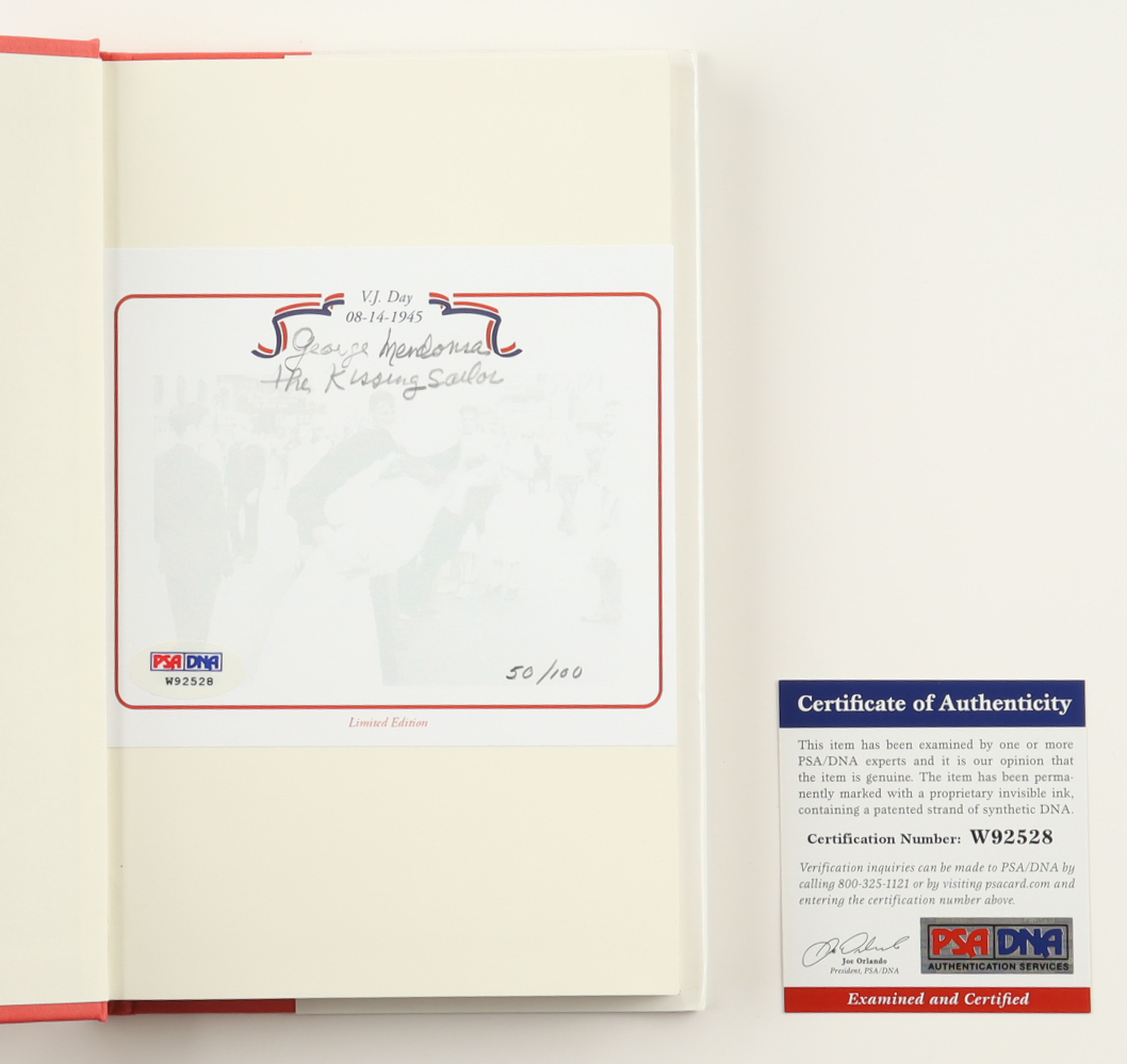 George Mendonsa Signed LE "The Kissing Sailor" Hardcover Book Inscribed "The Kissing Sailor" (PSA) at PristineAuction.com George Mendonsa Signed LE "The Kissing Sailor" Hardcover Book Inscribed "The Kissing Sailor" (PSA) at PristineAuction.com