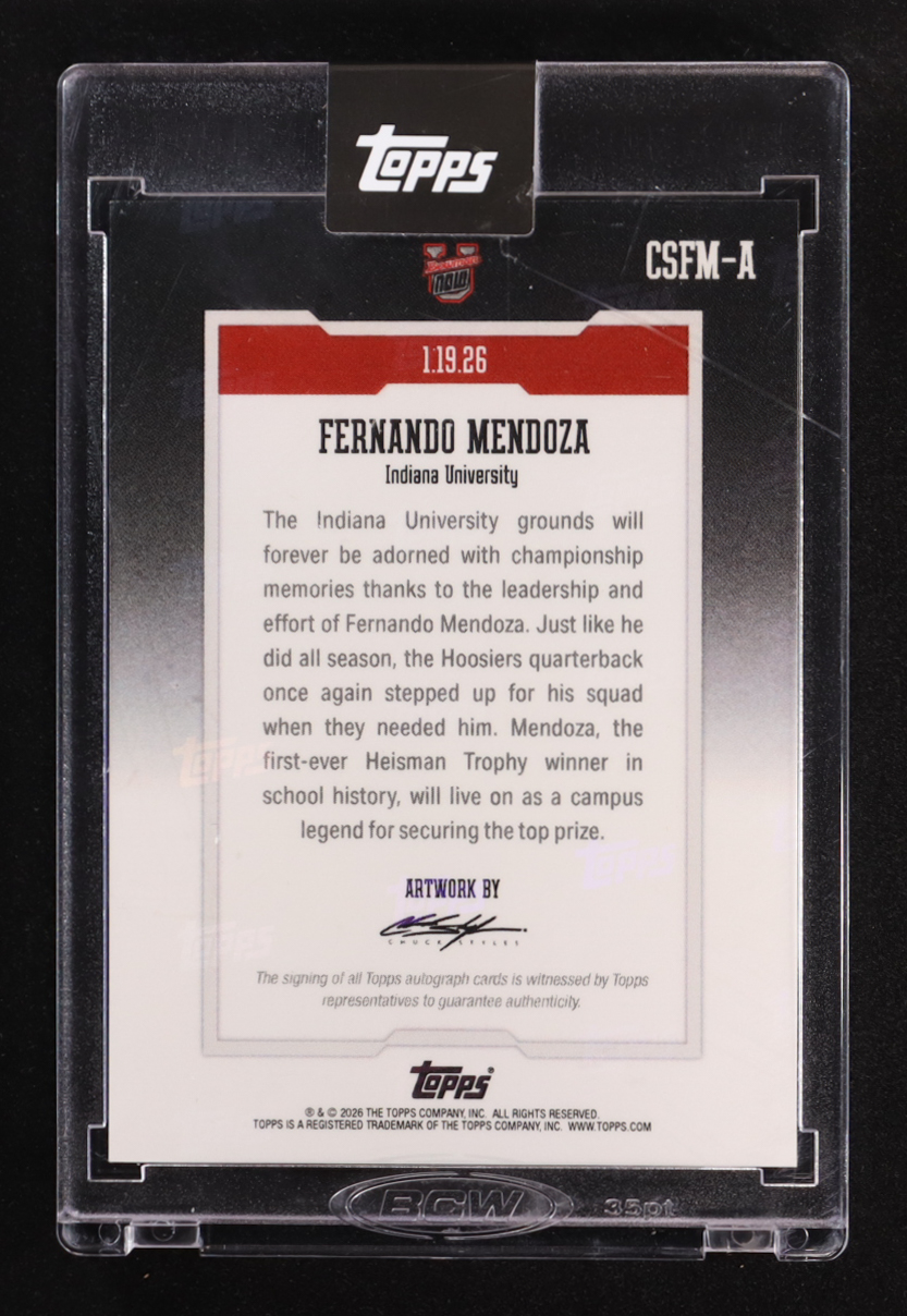 Fernando Mendoza 2026 Bowman U Now Art Card Topps #CSFM-A RC at PristineAuction.com Fernando Mendoza 2026 Bowman U Now Art Card Topps #CSFM-A RC at PristineAuction.com