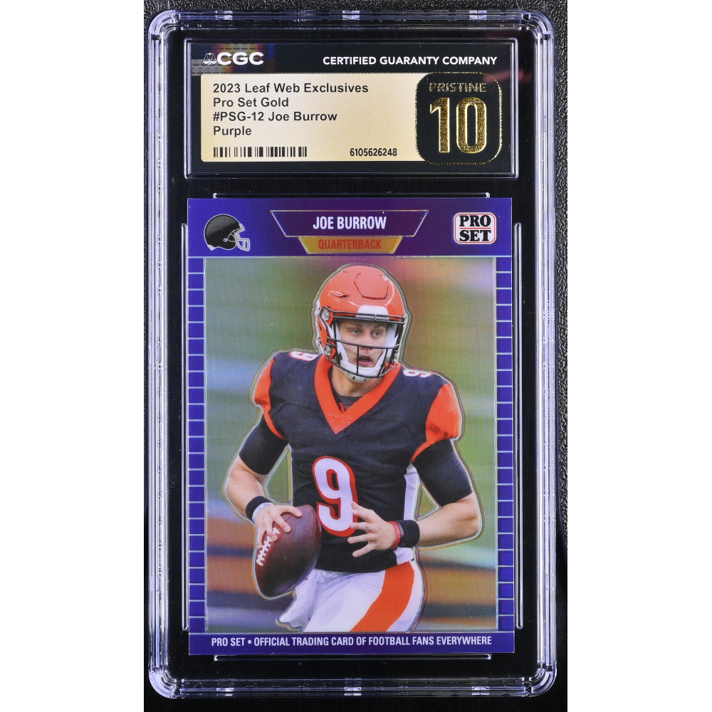 Joe Burrow 2023 Leaf Web Exclusives Pro Set Purple #PSG12 #2/15 (CGC 10 | Pristine Black Label) at PristineAuction.com