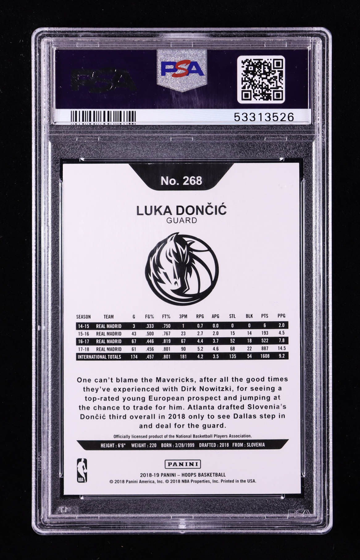 Luka Doncic 2018-19 Hoops #268 RC (PSA 10) at PristineAuction.com Luka Doncic 2018-19 Hoops #268 RC (PSA 10) at PristineAuction.com