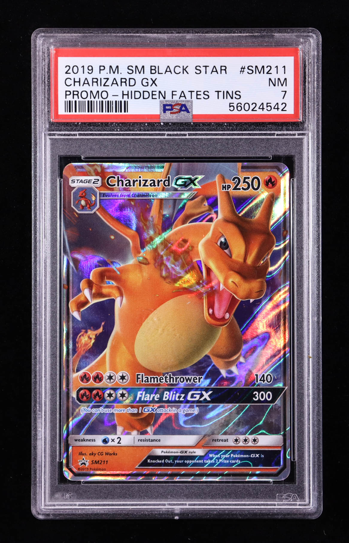 Charizard GX 2019 Pokemon Sun and Moon Hidden Fates Tins #SM211 (PSA 7) at PristineAuction.com Charizard GX 2019 Pokemon Sun and Moon Hidden Fates Tins #SM211 (PSA 7) at PristineAuction.com