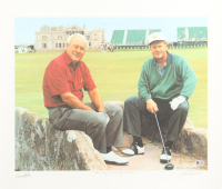 Arnold Palmer & Jack Nicklaus Signed LE "The King And The Golden Bear" 19x23 Lithograph by Helen Rundell (Beckett) at PristineAuction.com