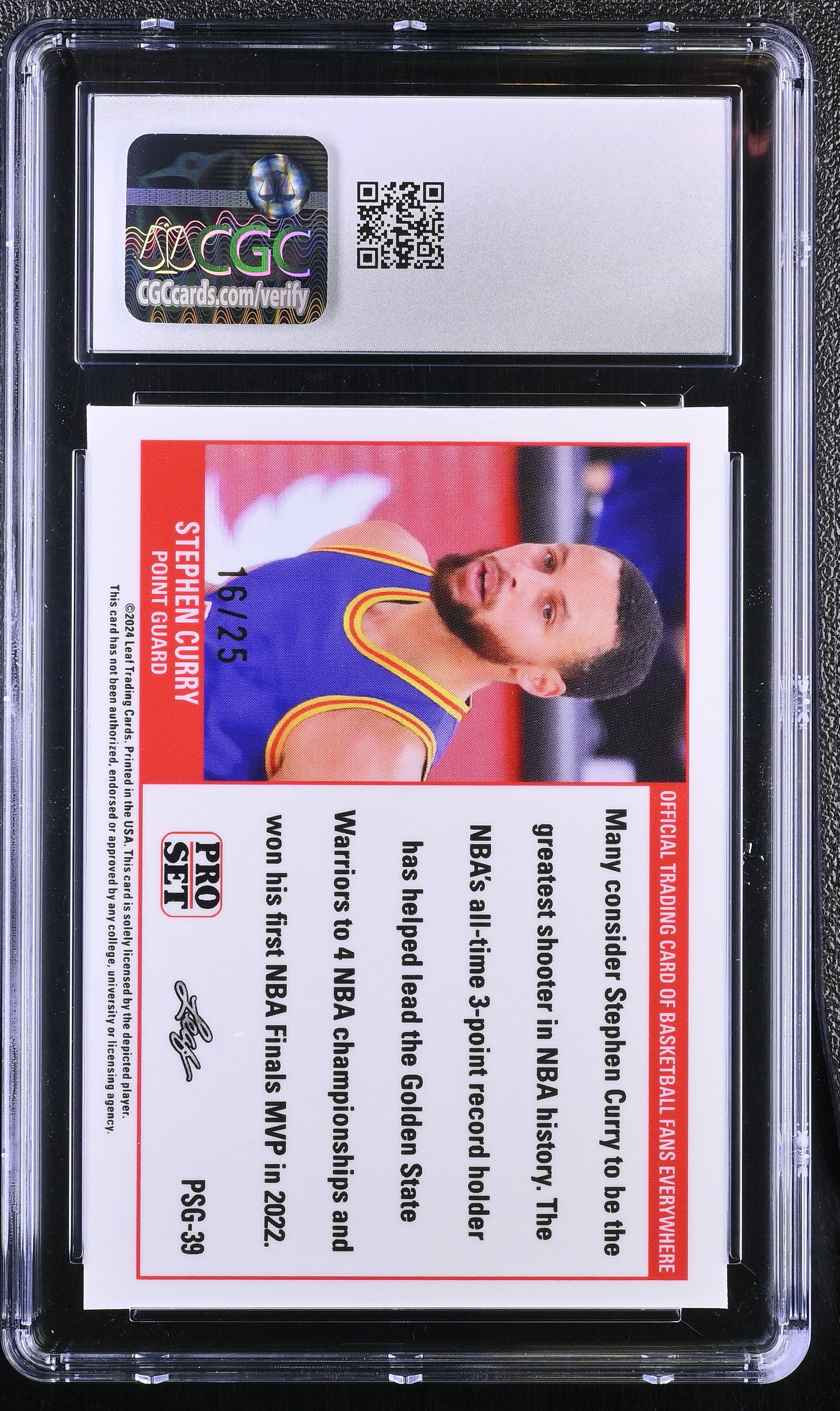 Stephen Curry 2023 Leaf Web Exclusives Pro Set Blue #PSG39 #16/25 (CGC 10) at PristineAuction.com Stephen Curry 2023 Leaf Web Exclusives Pro Set Blue #PSG39 #16/25 (CGC 10) at PristineAuction.com