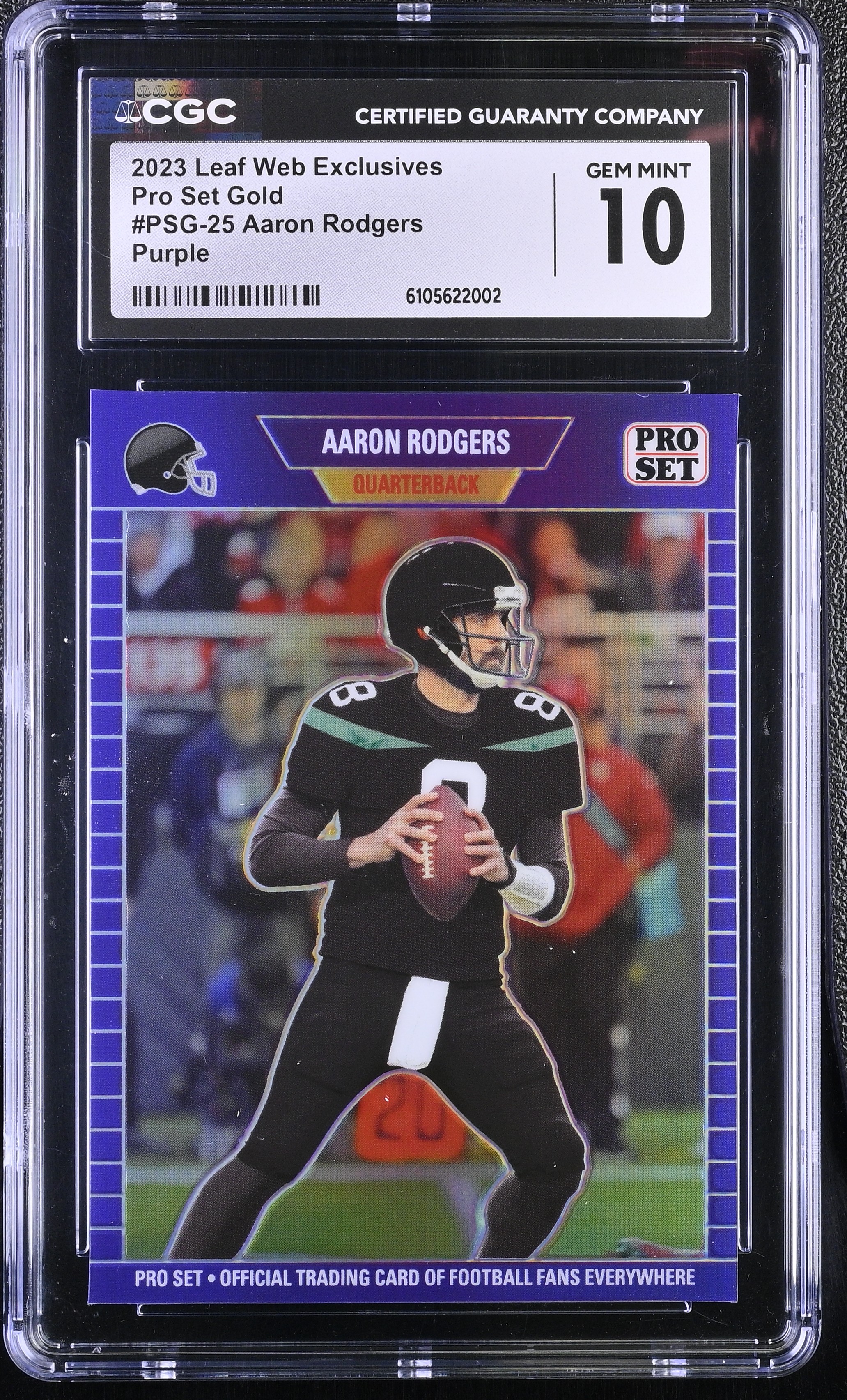 Aaron Rodgers 2023 Leaf Web Exclusives Pro Set Purple #PSG25 #1/15 (CGC 10) at PristineAuction.com Aaron Rodgers 2023 Leaf Web Exclusives Pro Set Purple #PSG25 #1/15 (CGC 10) at PristineAuction.com