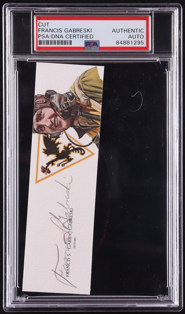 Francis "Gabby" Gabreski Signed Cut With Portrait (PSA) at PristineAuction.com Francis "Gabby" Gabreski Signed Cut With Portrait (PSA) at PristineAuction.com