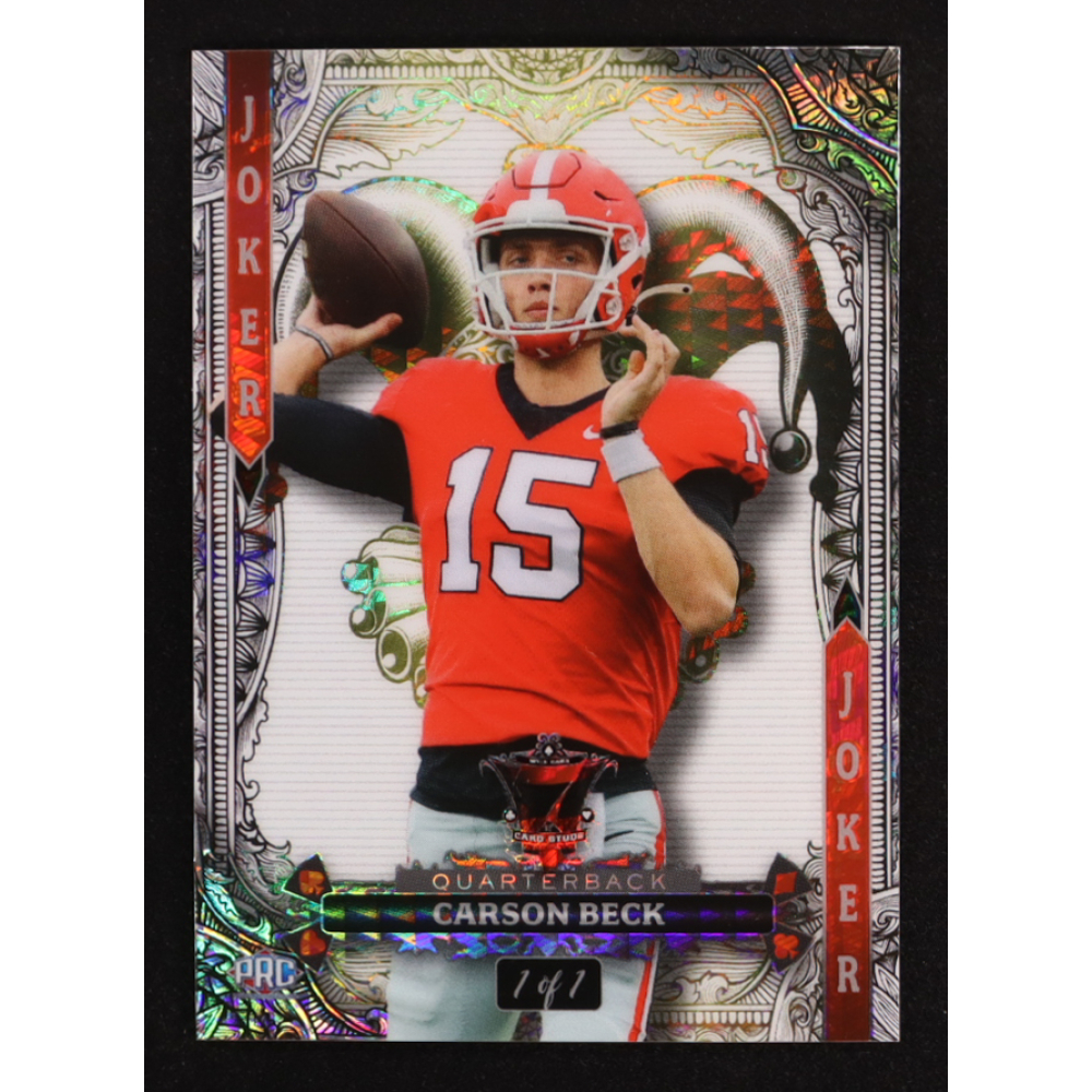Carson Beck 2024 Wild Card 7 Card Studs Jokers Wild SilverGold #7JW-CB #1/1 RC at PristineAuction.com