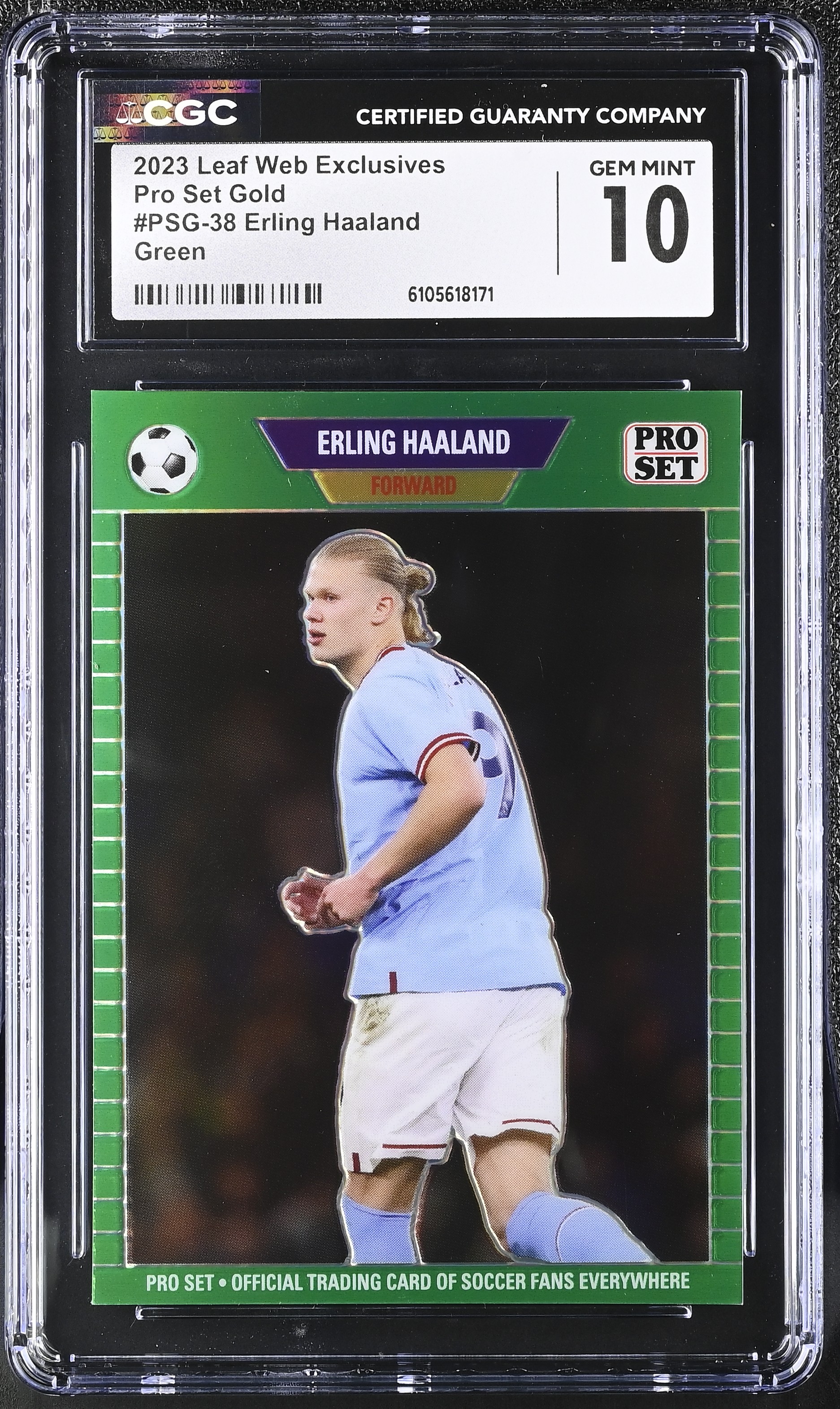 Erling Haaland 2023 Leaf Web Exclusives Pro Set Green #PSG38 #6/10 (CGC 10) at PristineAuction.com Erling Haaland 2023 Leaf Web Exclusives Pro Set Green #PSG38 #6/10 (CGC 10) at PristineAuction.com