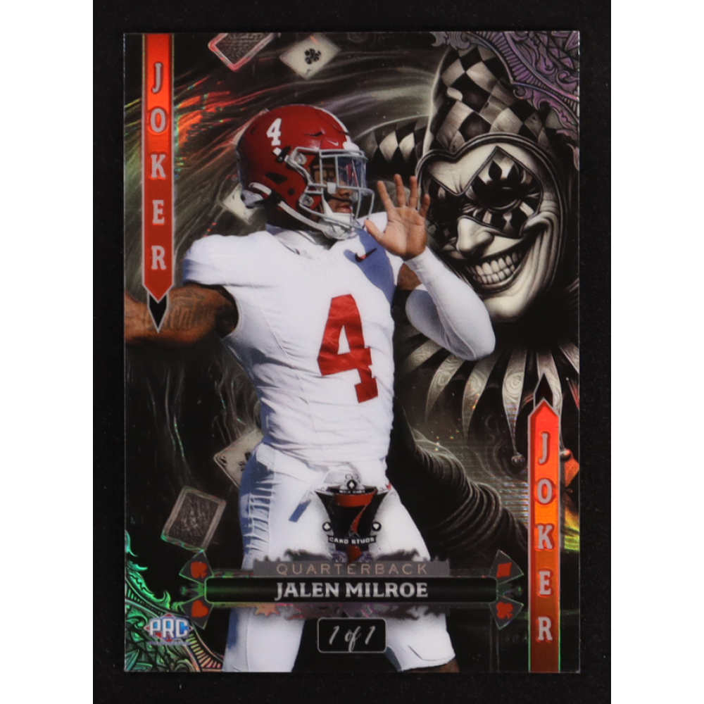 Jalen Milroe 2024 Wild Card 7 Card Studs Jokers Wild #7JW-JM #1/1 RC at PristineAuction.com