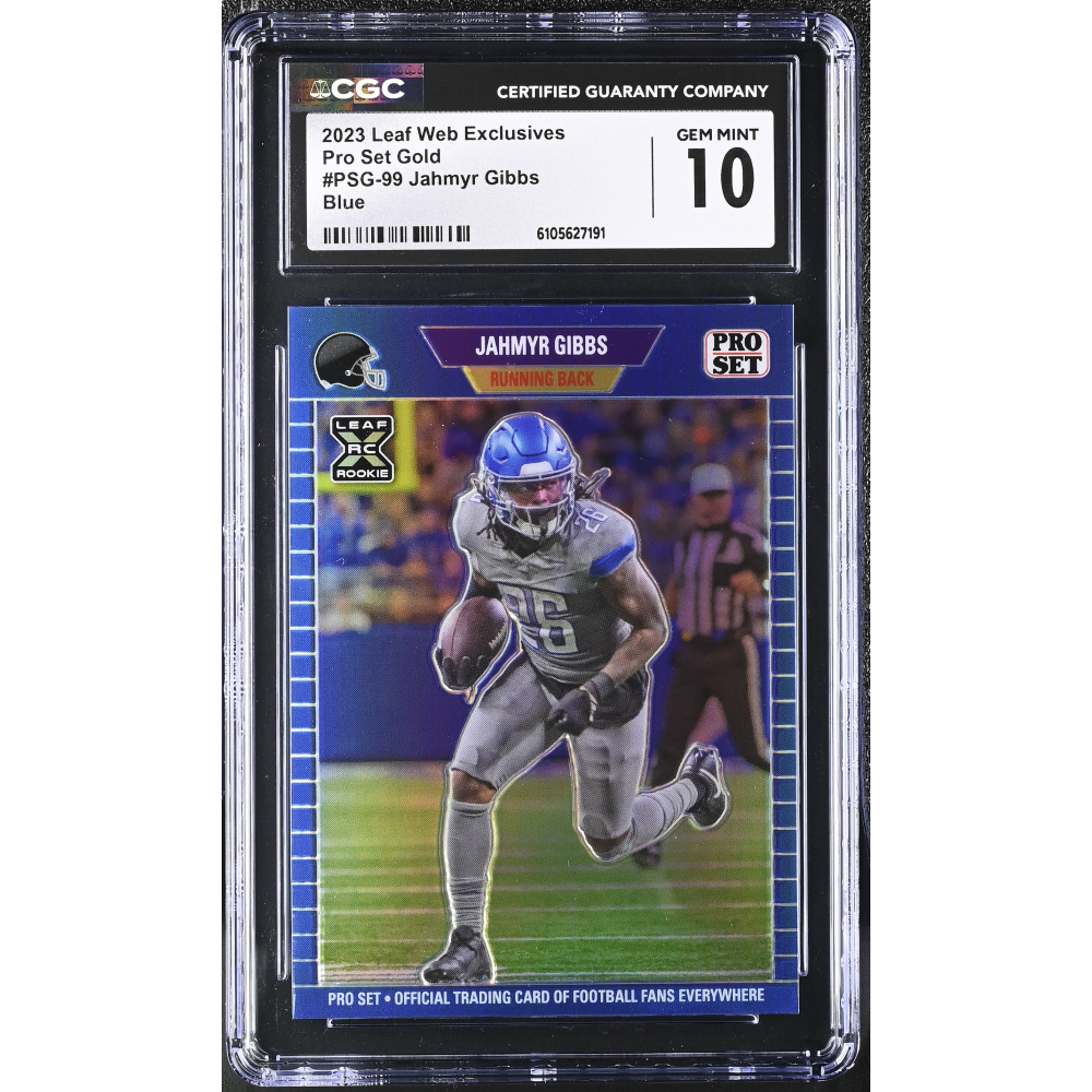 Jahmyr Gibbs 2023 Leaf Web Exclusives Pro Set Blue #PSG99 RC #21/25 (CGC 10) at PristineAuction.com