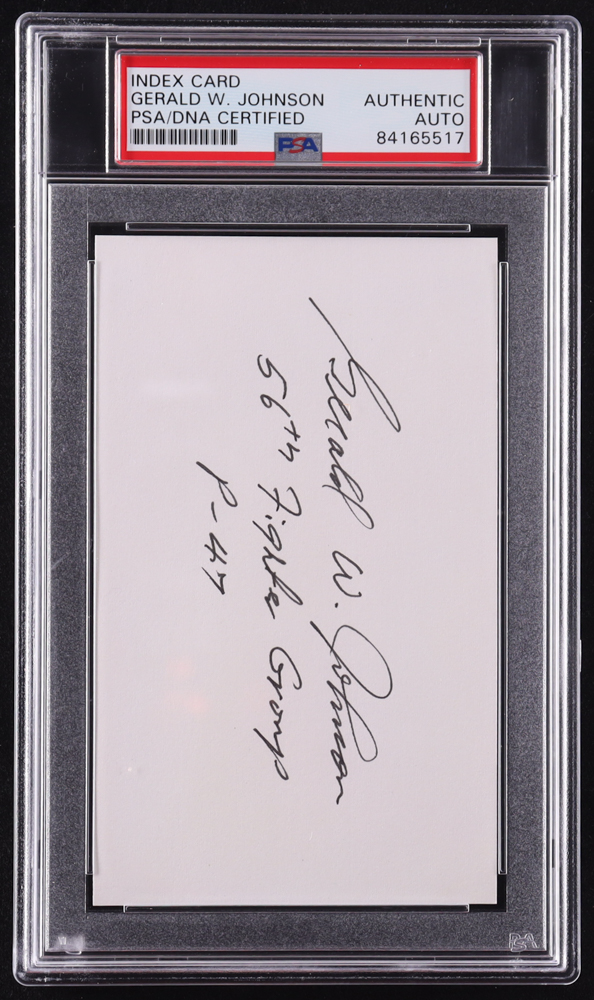 Gerald Johnson Signed Cut with Service Inscription (PSA) at PristineAuction.com Gerald Johnson Signed Cut with Service Inscription (PSA) at PristineAuction.com