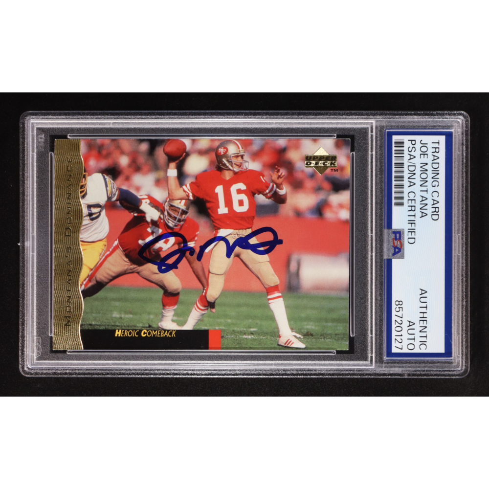 Joe Montana Signed 1995 Upper Deck Montana's Dominance Heroic Comeback #13 RC (PSA) at PristineAuction.com