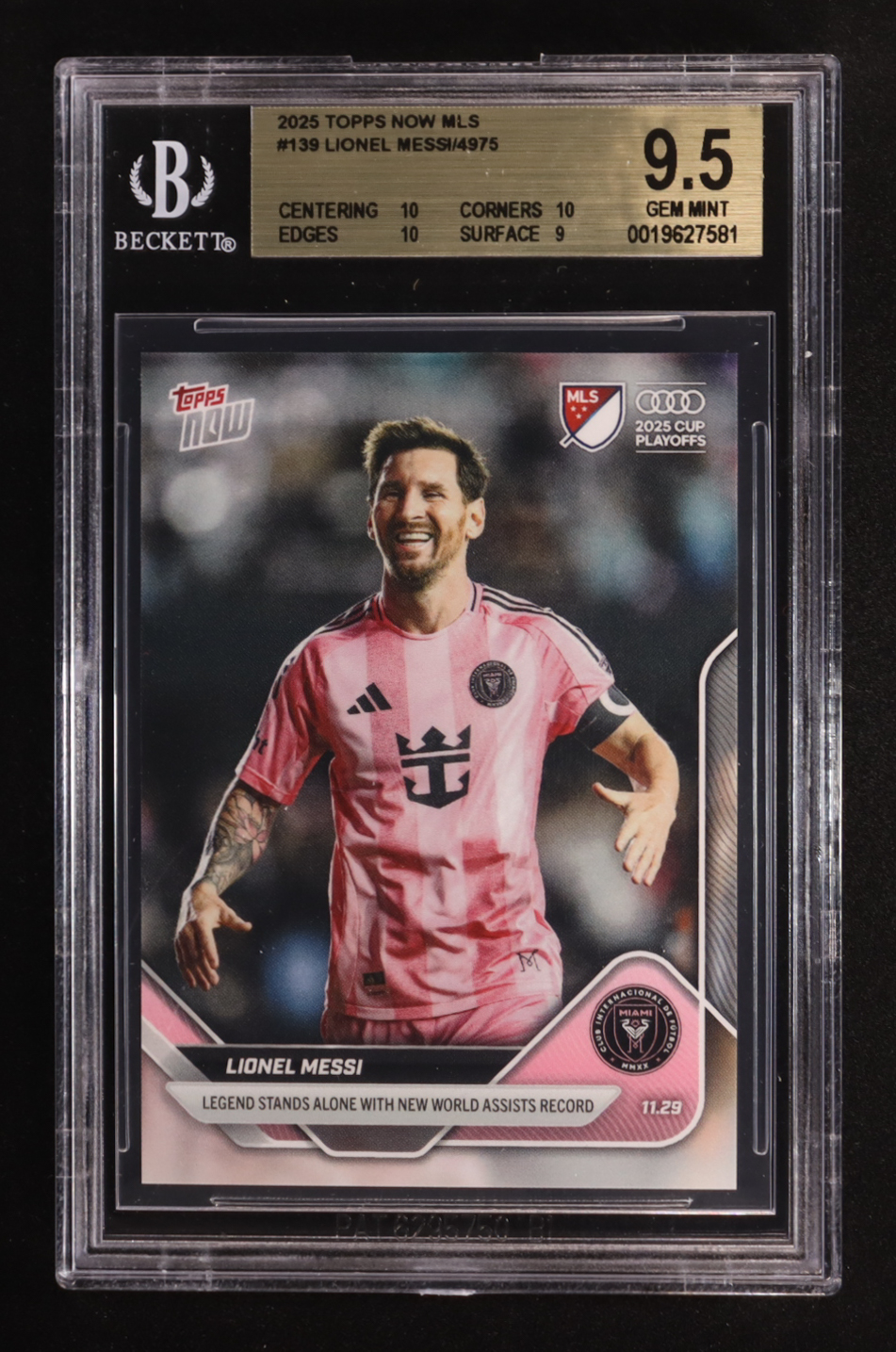 Lionel Messi 2025 Topps Now MLS #139 (BGS 9.5) at PristineAuction.com Lionel Messi 2025 Topps Now MLS #139 (BGS 9.5) at PristineAuction.com