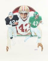 Ronnie Lott Signed LE Commemorative 16x20 Lithograph by Ed Anzilott (PSA) at PristineAuction.com