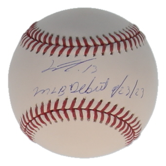 Junior Caminero Signed OML Baseball Inscribed "MLB Debut 9/23/23" (JSA) at PristineAuction.com Junior Caminero Signed OML Baseball Inscribed "MLB Debut 9/23/23" (JSA) at PristineAuction.com