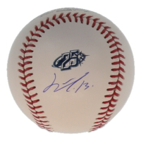 Junior Caminero Signed OML Rays 25th Anniversary Logo Baseball (Beckett) at PristineAuction.com