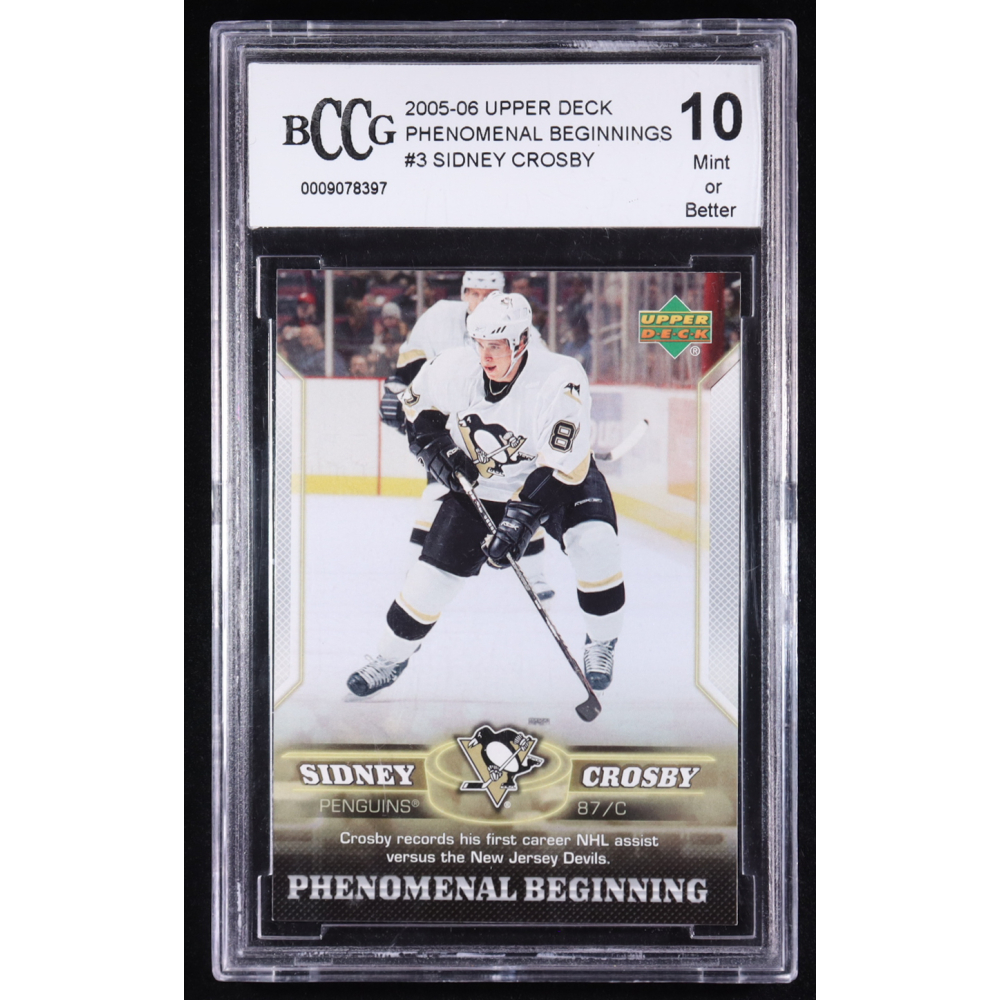 Sidney Crosby 2005-06 Upper Deck Phenomenal Beginnings #3 RC (BCCG 10) at PristineAuction.com