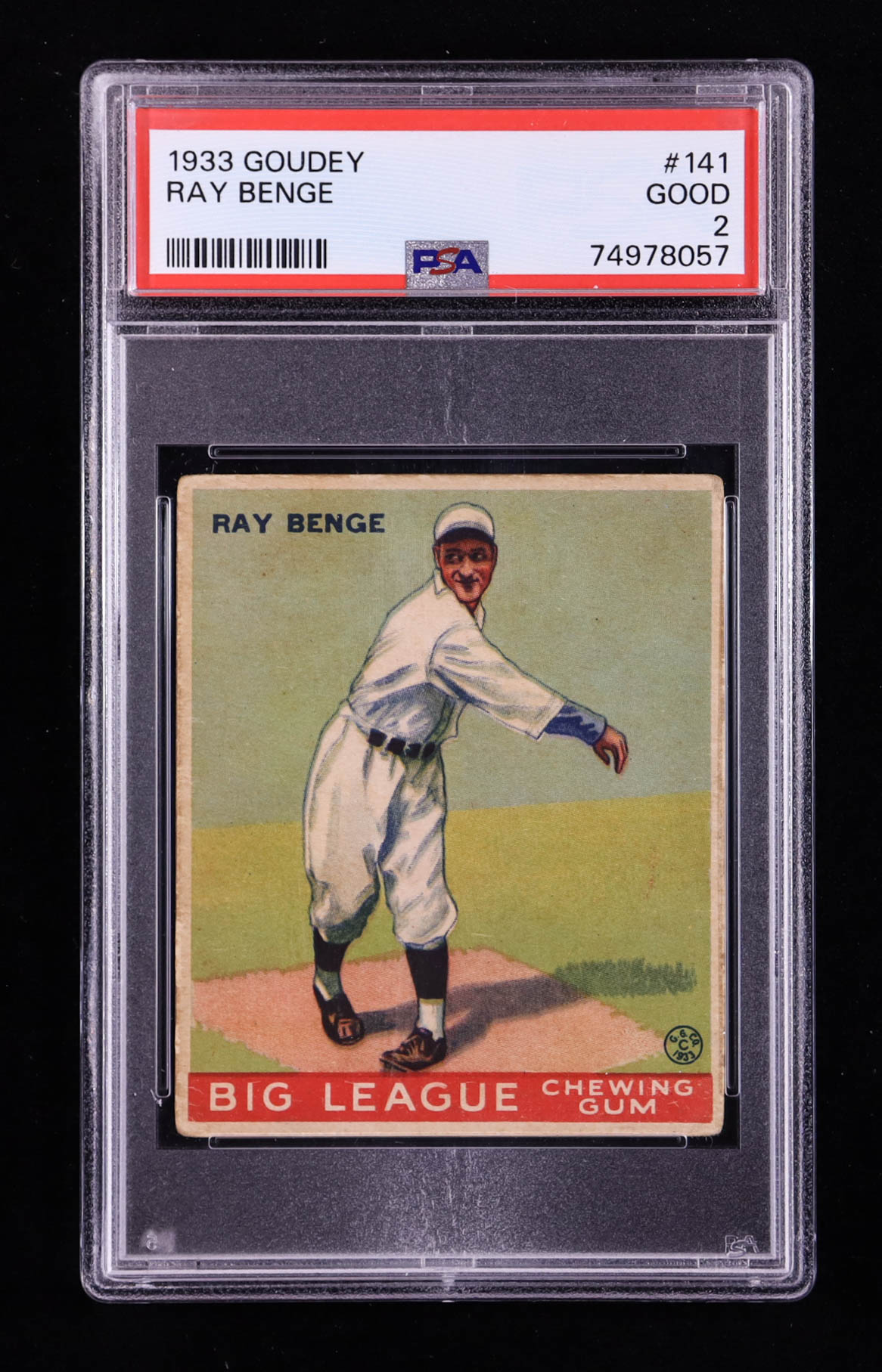 Ray Benge 1933 Goudey #141 RC (PSA 2) at PristineAuction.com Ray Benge 1933 Goudey #141 RC (PSA 2) at PristineAuction.com