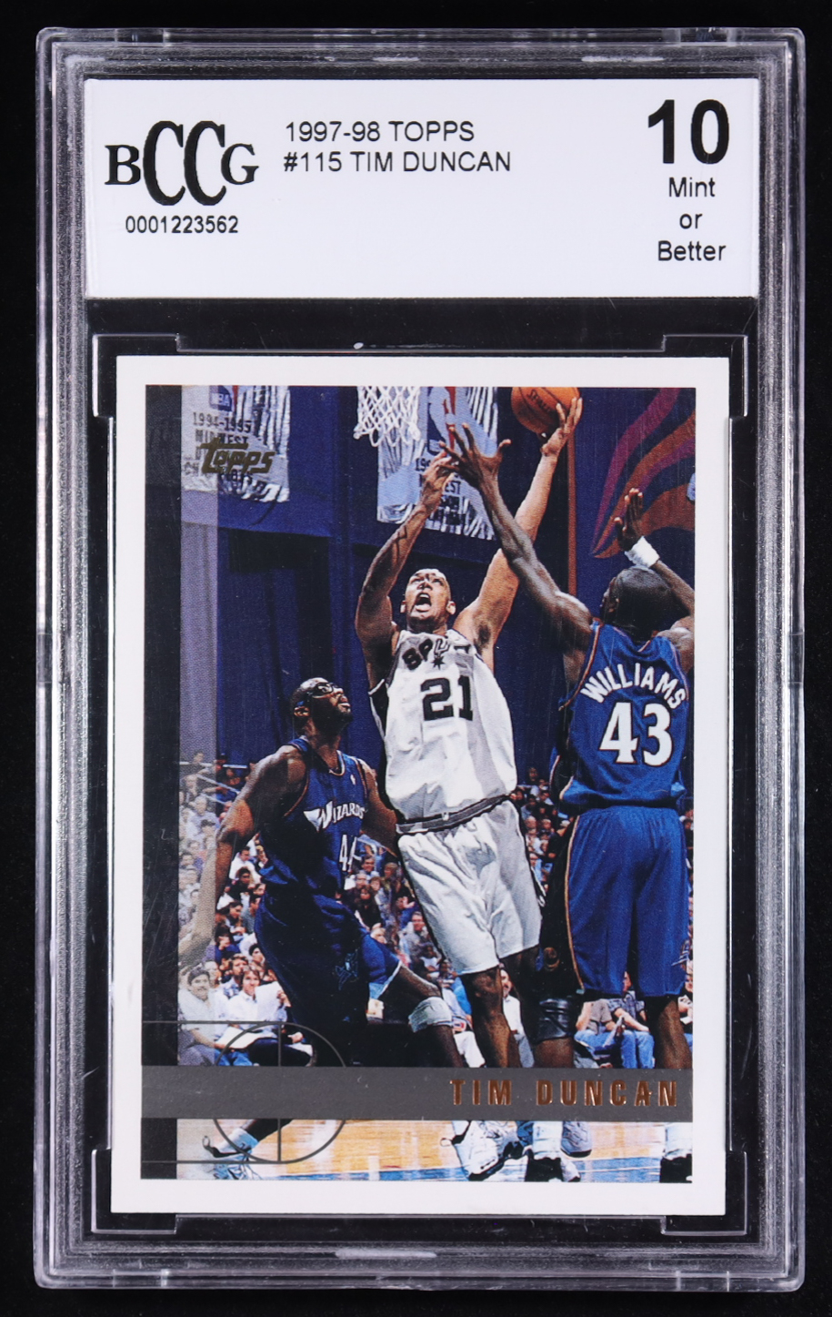 Tim Duncan 1997-98 Topps #115 RC (BCCG 10) at PristineAuction.com Tim Duncan 1997-98 Topps #115 RC (BCCG 10) at PristineAuction.com
