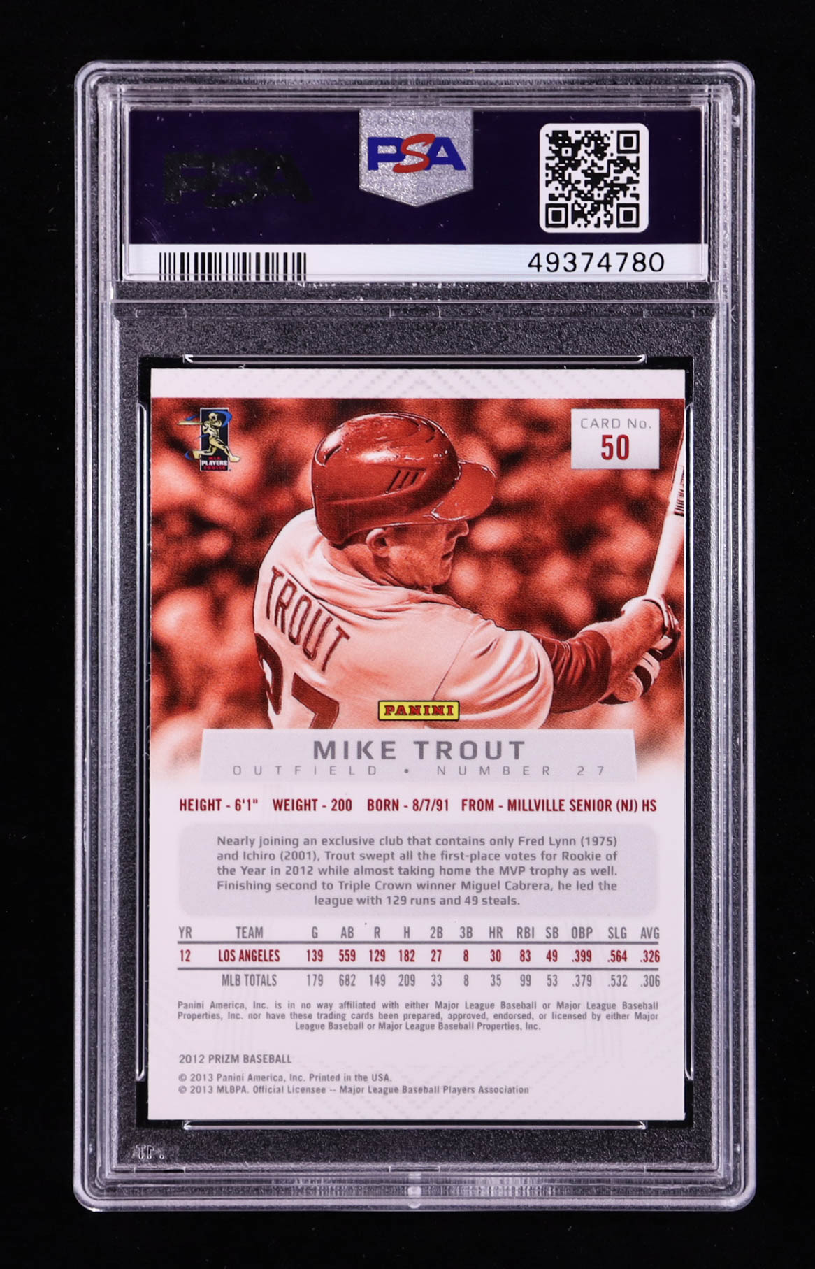 Mike Trout 2012 Panini Prizm #50 (PSA 10) at PristineAuction.com Mike Trout 2012 Panini Prizm #50 (PSA 10) at PristineAuction.com