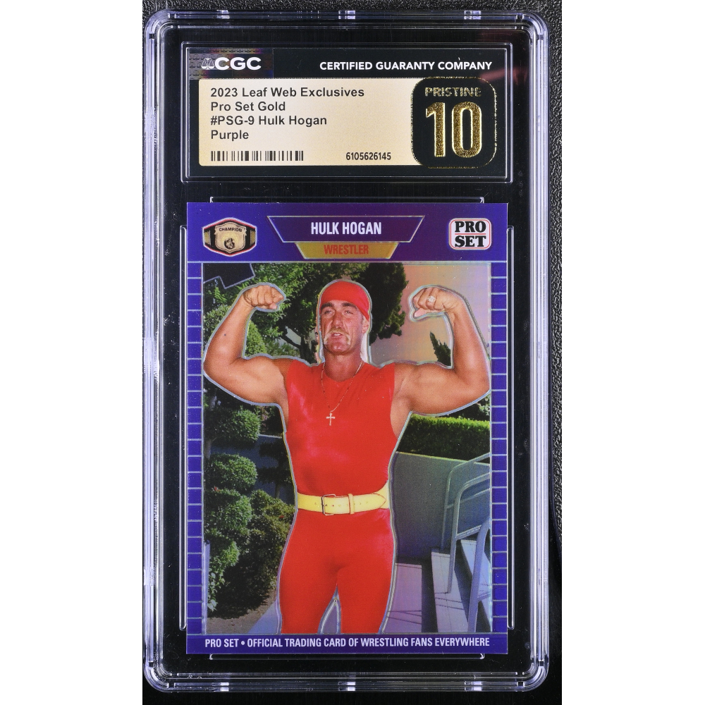 Hulk Hogan 2023 Leaf Web Exclusives Pro Set Purple #PSG9 #13/15 (CGC 10 | Pristine Black Label) at PristineAuction.com