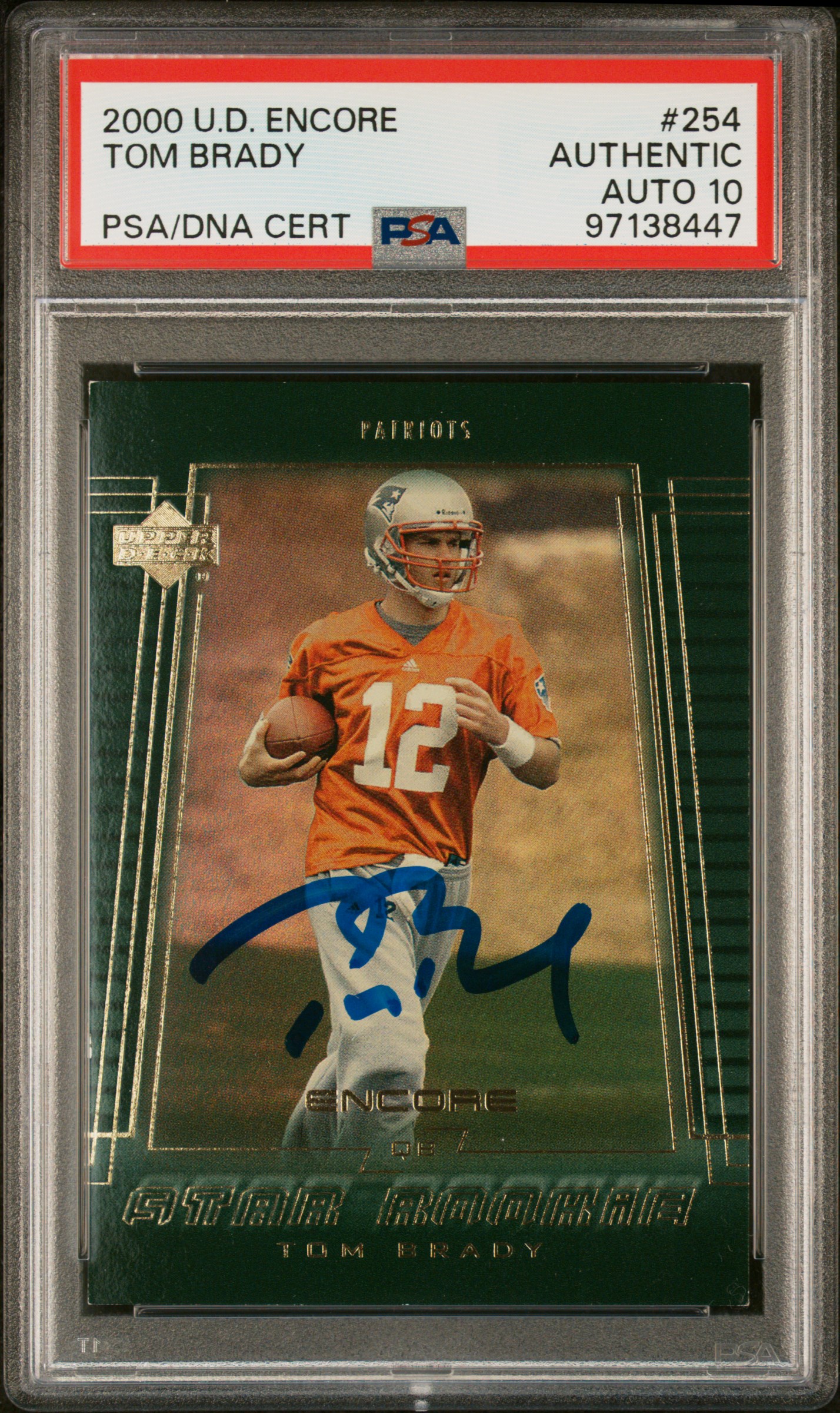 Tom Brady Signed 2000 Upper Deck Encore #254 RC (PSA | Auto 10) at PristineAuction.com Tom Brady Signed 2000 Upper Deck Encore #254 RC (PSA | Auto 10) at PristineAuction.com