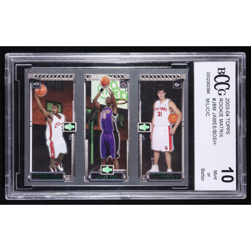 Lebron James / Chris Bosh / Darko Milicic 2003-04 Topps Rookie Matrix #JBM RC (BCCG 10) at PristineAuction.com