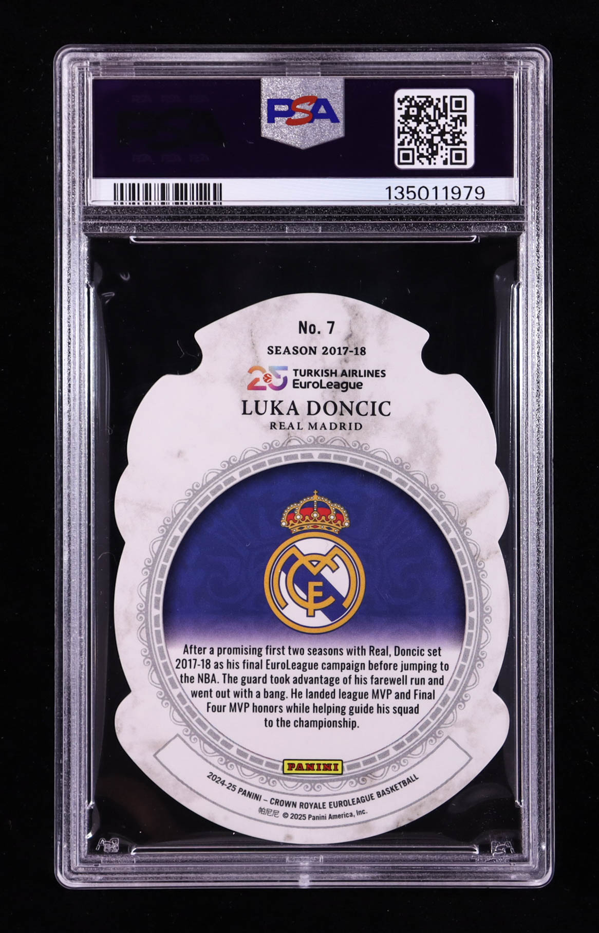 Luka Doncic 2024-25 Crown Royale Turkish Airlines EuroLeague Test of Time #7 #08/99 (PSA 10) at PristineAuction.com Luka Doncic 2024-25 Crown Royale Turkish Airlines EuroLeague Test of Time #7 #08/99 (PSA 10) at PristineAuction.com