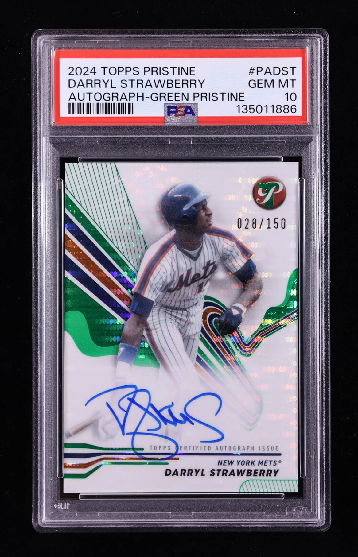 Darryl Strawberry 2024 Topps Pristine Autographs Green Pristine Refractors #PADST #028/150 (PSA 10) at PristineAuction.com Darryl Strawberry 2024 Topps Pristine Autographs Green Pristine Refractors #PADST #028/150 (PSA 10) at PristineAuction.com