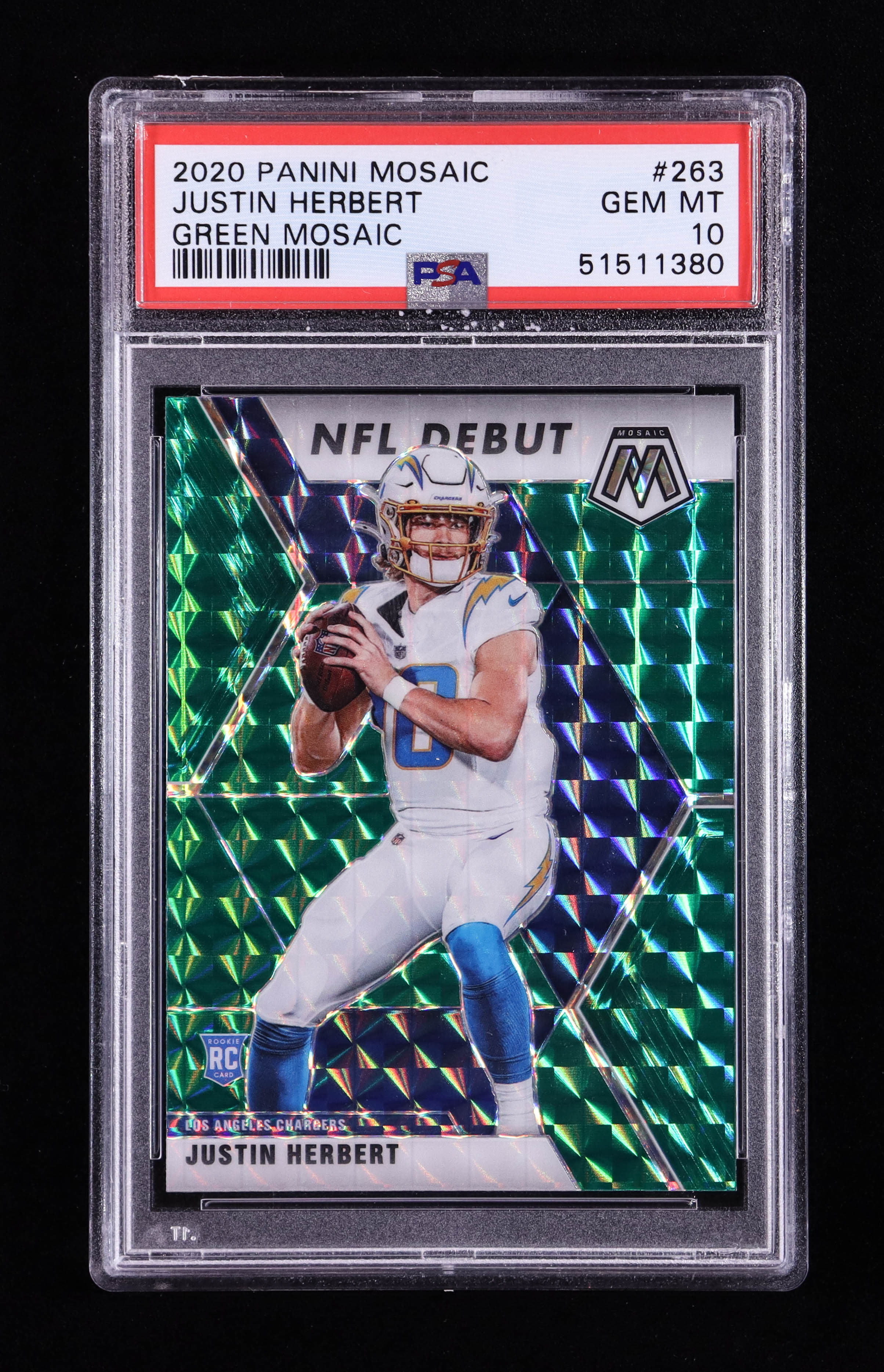 Justin Herbert 2020 Panini Mosaic Mosaic Green #263 DEB RC (PSA 10) at PristineAuction.com Justin Herbert 2020 Panini Mosaic Mosaic Green #263 DEB RC (PSA 10) at PristineAuction.com