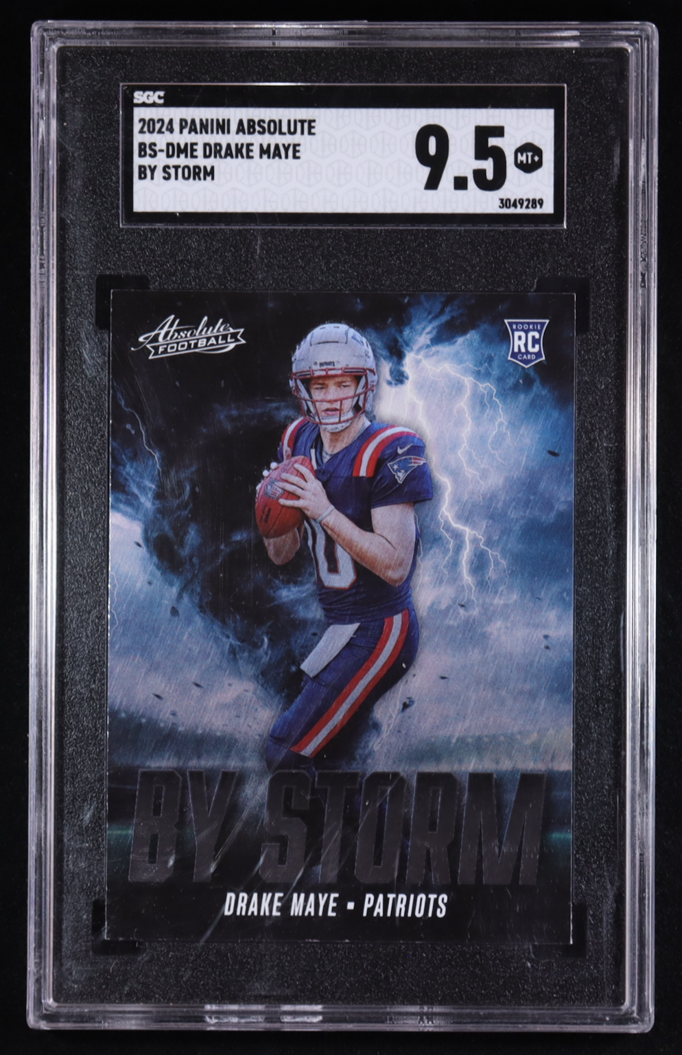 Drake Maye 2024 Panini Absolute By Storm #BS-DME RC (SGC 9.5) at PristineAuction.com Drake Maye 2024 Panini Absolute By Storm #BS-DME RC (SGC 9.5) at PristineAuction.com